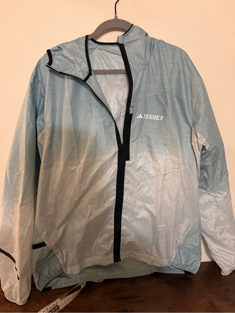 Adidas Terrex Men’s Lightweight Hooded Jacket in Teal Gradient